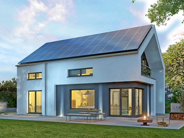 Fertighaus Design 13 von OKAL Haus Schlüsselfertig ab 510900€, Satteldach-Klassiker Außenansicht 1