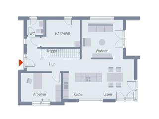 Fertighaus Design 13 von OKAL Haus Schlüsselfertig ab 510900€, Satteldach-Klassiker Grundriss 1