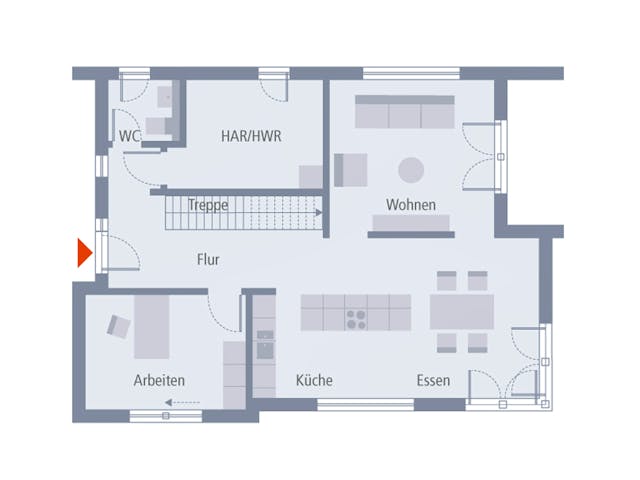 Fertighaus Design 13 von OKAL Haus Schlüsselfertig ab 510900€, Satteldach-Klassiker Grundriss 1