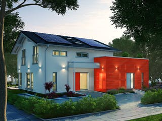 Fertighaus Musterhaus Günzburg von OKAL Haus Schlüsselfertig ab 664900€, Satteldach-Klassiker Außenansicht 1