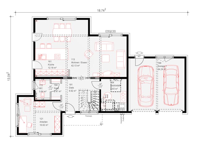 Fertighaus Musterhaus Schkeuditz von OKAL Haus Schlüsselfertig ab 622900€, Stadtvilla Grundriss 1