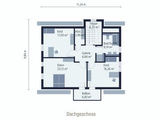Fertighaus Musterhaus Simmern von OKAL Haus Schlüsselfertig ab 322900€, Satteldach-Klassiker Grundriss 2