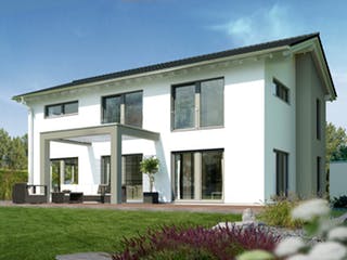 Fertighaus Musterhaus Villingen-Schwenningen von OKAL Haus Schlüsselfertig ab 512900€, Satteldach-Klassiker Außenansicht 1