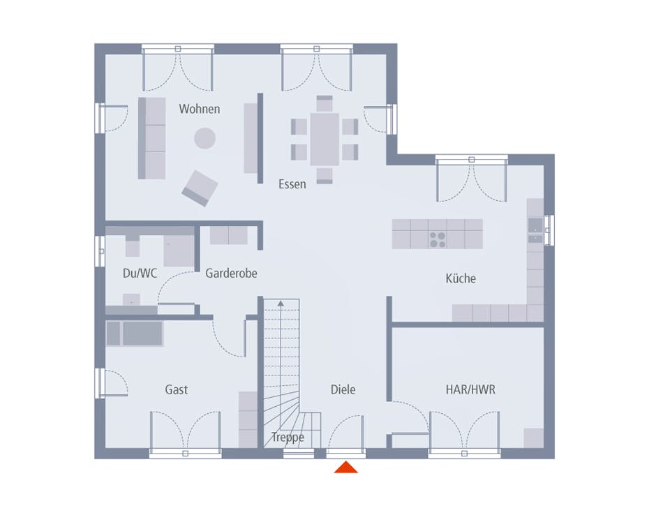 Fertighaus Stadtvilla 23 von OKAL Haus Schlüsselfertig ab 518900€, Stadtvilla Grundriss 1