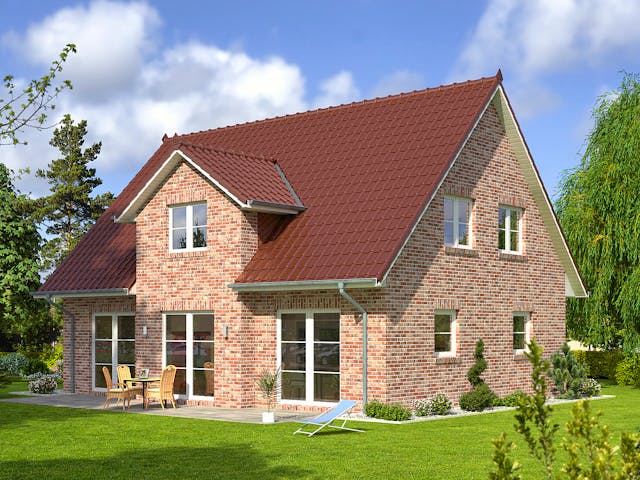 Massivhaus Kapella I von OLFA Haus Schlüsselfertig ab 322000€, Satteldach-Klassiker Außenansicht 1