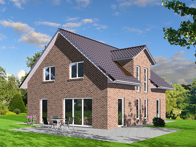 Massivhaus Pluto von OLFA Haus Schlüsselfertig ab 315500€, Satteldach-Klassiker Außenansicht 1