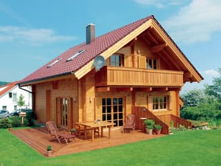 Blockhaus Ottenbach von Rems-Murr-Holzhaus Ausbauhaus ab 275044€, Blockhaus Außenansicht 1