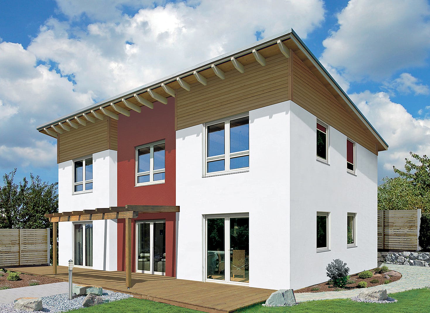 Fertighaus Deklivo von Fingerhut Haus Schlüsselfertig ab 527733€, Pultdachhaus Außenansicht 1