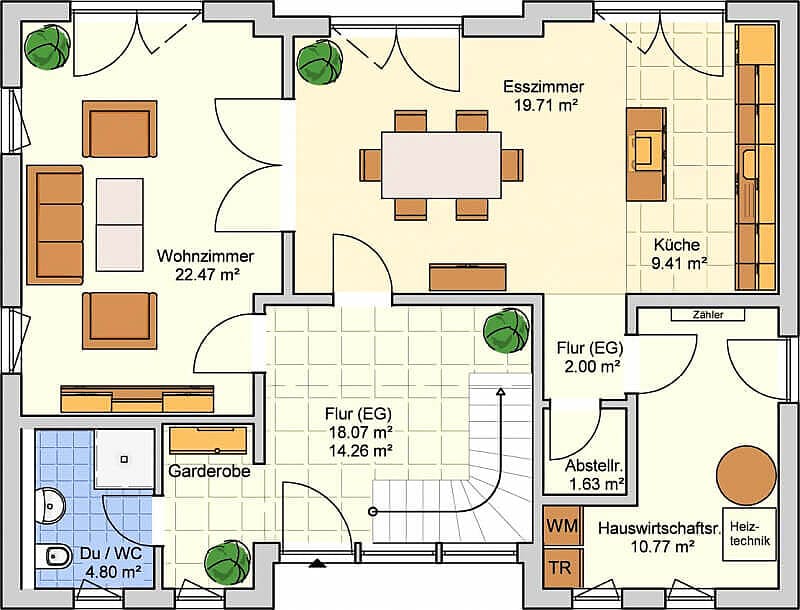 Fertighaus Deklivo von Fingerhut Haus Schlüsselfertig ab 527733€, Pultdachhaus Grundriss 1