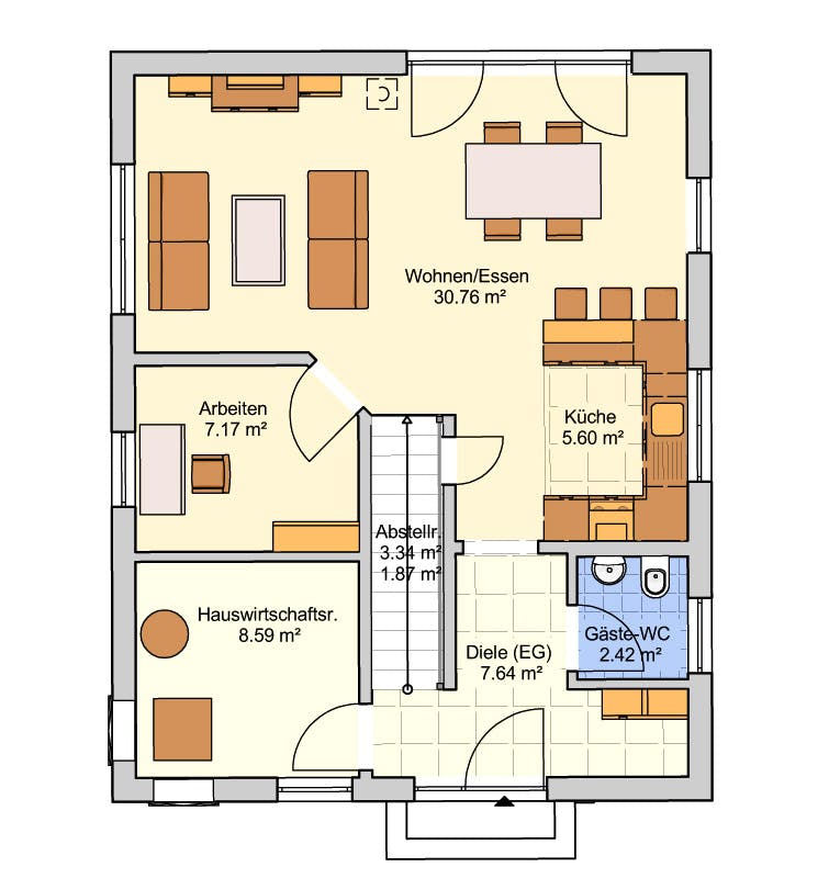Fertighaus Paris von Fingerhut Haus Schlüsselfertig ab 380915€, Satteldach-Klassiker Grundriss 1