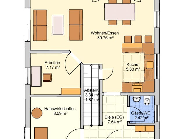 Fertighaus Paris von Fingerhut Haus Schlüsselfertig ab 380915€, Satteldach-Klassiker Grundriss 1