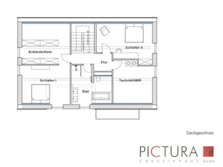 Massivhaus Einfamilienhaus Satteldach mit Gaube von PICTURA creativhaus Schlüsselfertig ab 480000€, Grundriss 2