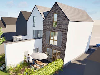 Massivhaus Zweifamilienhaus mit Dachterrasse von PICTURA creativhaus Schlüsselfertig ab 760000€, Außenansicht 1