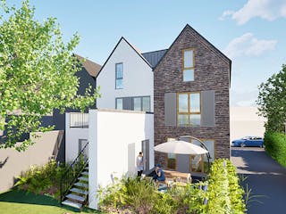 Massivhaus Zweifamilienhaus mit Dachterrasse von PICTURA creativhaus Schlüsselfertig ab 760000€, Außenansicht 2