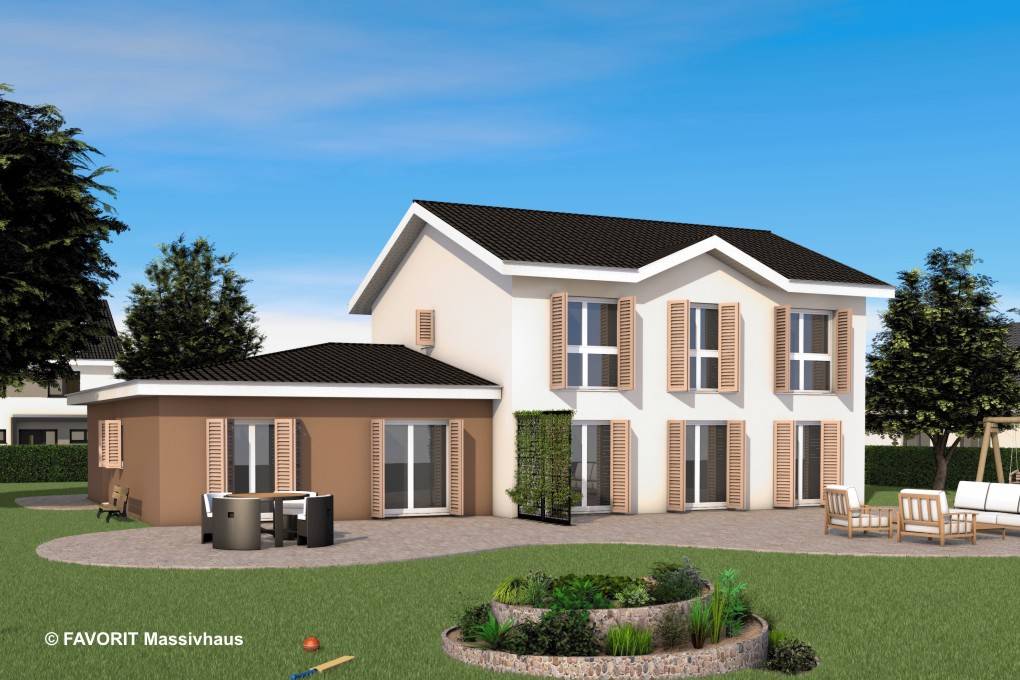 Massivhaus Premium 165/71 von FAVORIT Massivhaus Schlüsselfertig ab 617900€, Stadtvilla Außenansicht 1