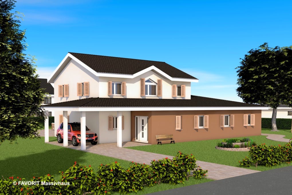 Massivhaus Premium 165/71 von FAVORIT Massivhaus Schlüsselfertig ab 617900€, Stadtvilla Außenansicht 2