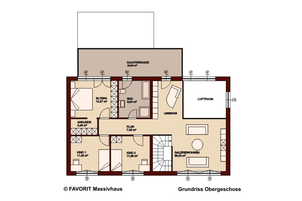 Massivhaus Premium 171/78 von FAVORIT Massivhaus Schlüsselfertig ab 585630€, Cubushaus Grundriss 2