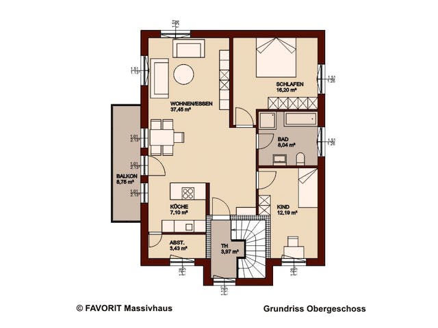 Massivhaus Premium 92/93 von FAVORIT Massivhaus Schlüsselfertig ab 444190€, Stadtvilla Grundriss 2