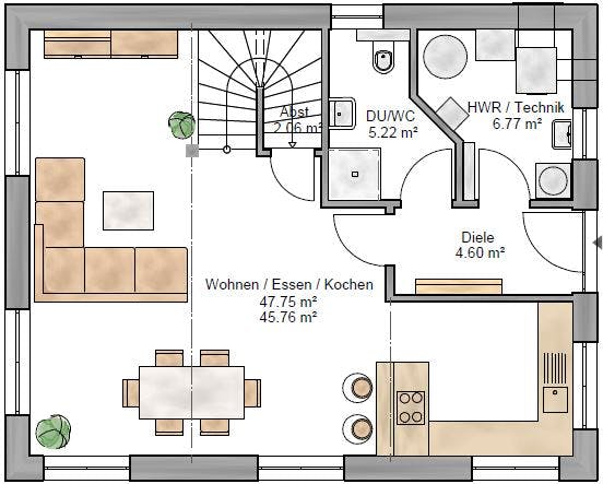 Fertighaus Pulthaus 127 von Suckfüll Energiesparhaus Schlüsselfertig ab 334500€, Pultdachhaus Grundriss 1