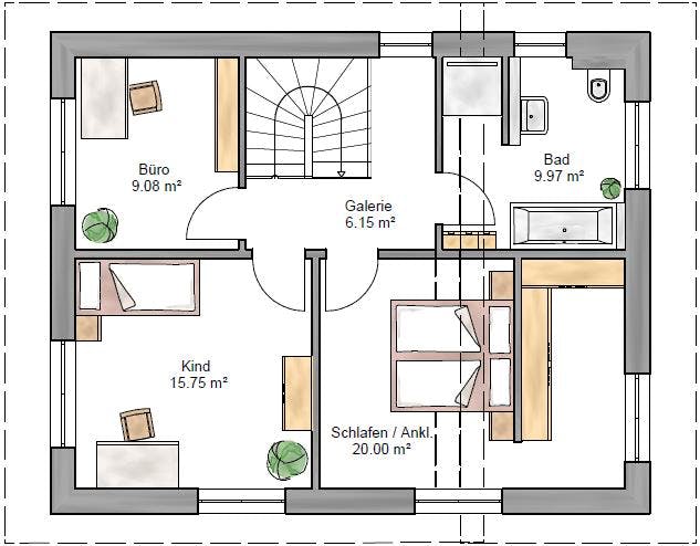 Fertighaus Pulthaus 127 von Suckfüll Energiesparhaus Schlüsselfertig ab 334500€, Pultdachhaus Grundriss 2