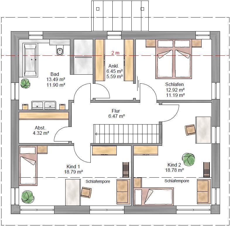 Fertighaus Pulthaus 167 von Suckfüll Energiesparhaus Schlüsselfertig ab 389350€, Pultdachhaus Grundriss 2