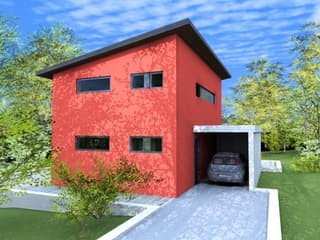 Massivhaus Pultline von Wagener Systemhausbau Schlüsselfertig ab 282000€, Pultdachhaus Außenansicht 2