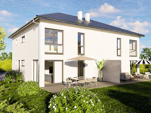 Massivhaus Luzern von P & P Massivhaus Schlüsselfertig ab 325000€, Stadtvilla Außenansicht 1