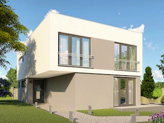 Massivhaus Amsterdam von P & P Massivhaus Schlüsselfertig ab 414000€, Cubushaus Außenansicht 3