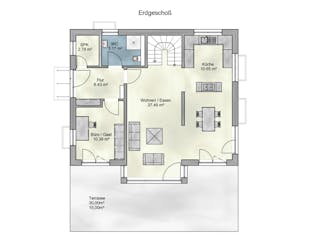 Massivhaus Lago von P & P Massivhaus Schlüsselfertig ab 340000€, Stadtvilla Grundriss 1