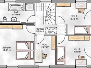 Massivhaus Meran von P & P Massivhaus Schlüsselfertig ab 335000€, Satteldach-Klassiker Grundriss 2