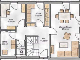 Massivhaus Milano von P & P Massivhaus Schlüsselfertig ab 322000€, Satteldach-Klassiker Grundriss 1