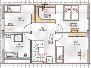 Massivhaus Milano von P & P Massivhaus Schlüsselfertig ab 322000€, Satteldach-Klassiker Grundriss 2