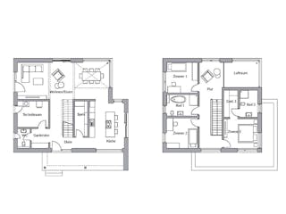 Massivhaus München von P & P Massivhaus Schlüsselfertig ab 410000€, Stadtvilla Grundriss 1