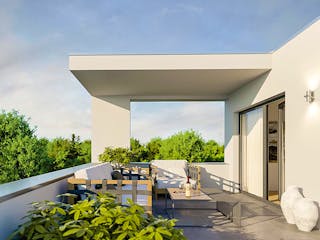 Massivhaus Neox Living - Reihenhaus von P & P Massivhaus Schlüsselfertig ab 355000€, Cubushaus Außenansicht 2