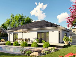 Massivhaus Nizza von P & P Massivhaus Schlüsselfertig ab 278000€, Bungalow Außenansicht 1