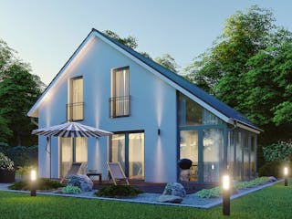 Massivhaus Verona von P & P Massivhaus Schlüsselfertig ab 309500€, Satteldach-Klassiker Außenansicht 3
