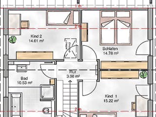 Massivhaus Verona von P & P Massivhaus Schlüsselfertig ab 309500€, Satteldach-Klassiker Grundriss 2