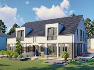 Massivhaus Wien von P & P Massivhaus Schlüsselfertig ab 315000€, Satteldach-Klassiker Außenansicht 1