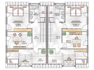 Massivhaus Wien von P & P Massivhaus Schlüsselfertig ab 315000€, Satteldach-Klassiker Grundriss 2