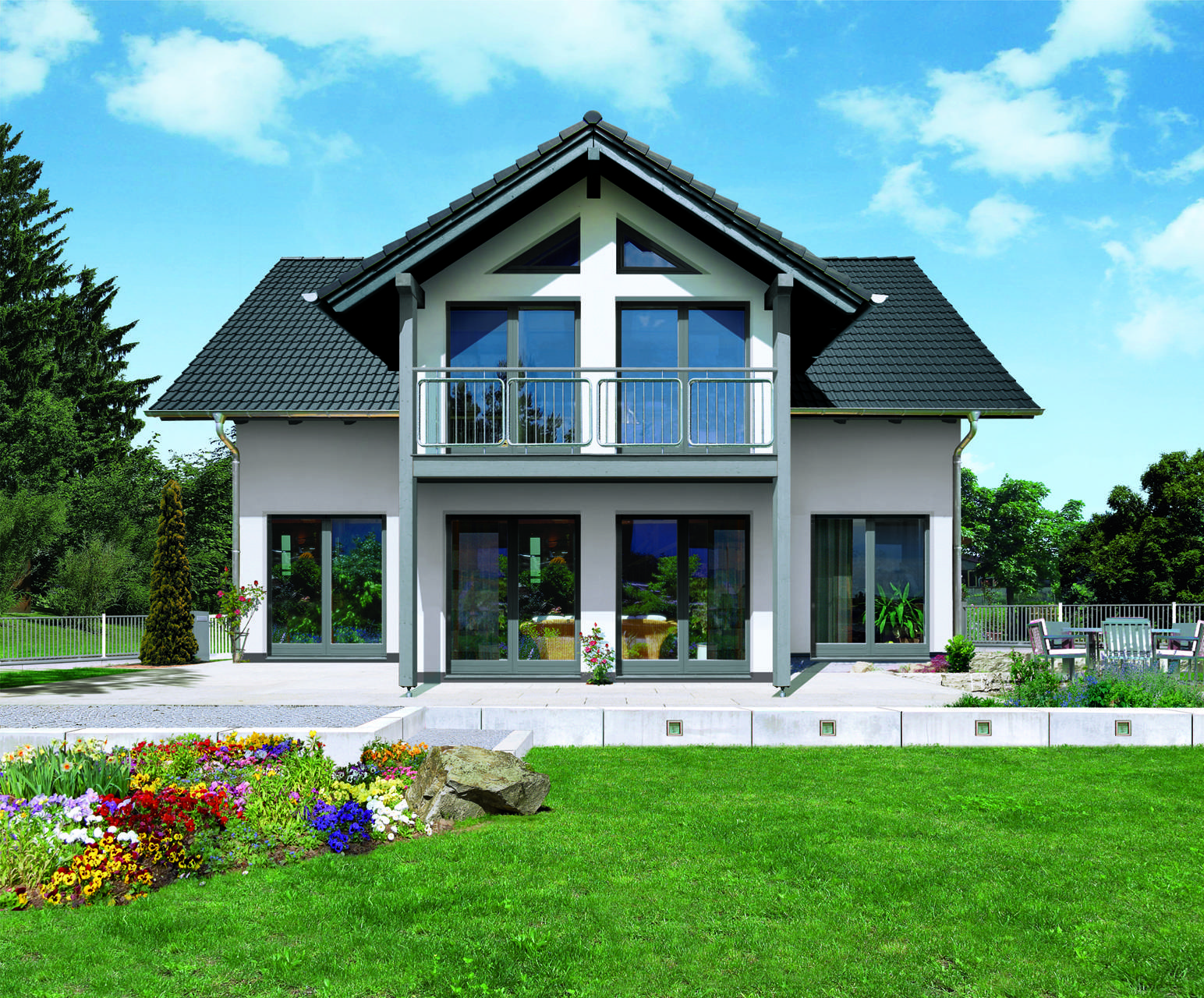 Fertighaus Felico von Fingerhut Haus Schlüsselfertig ab 498985€, Satteldach-Klassiker Außenansicht 1