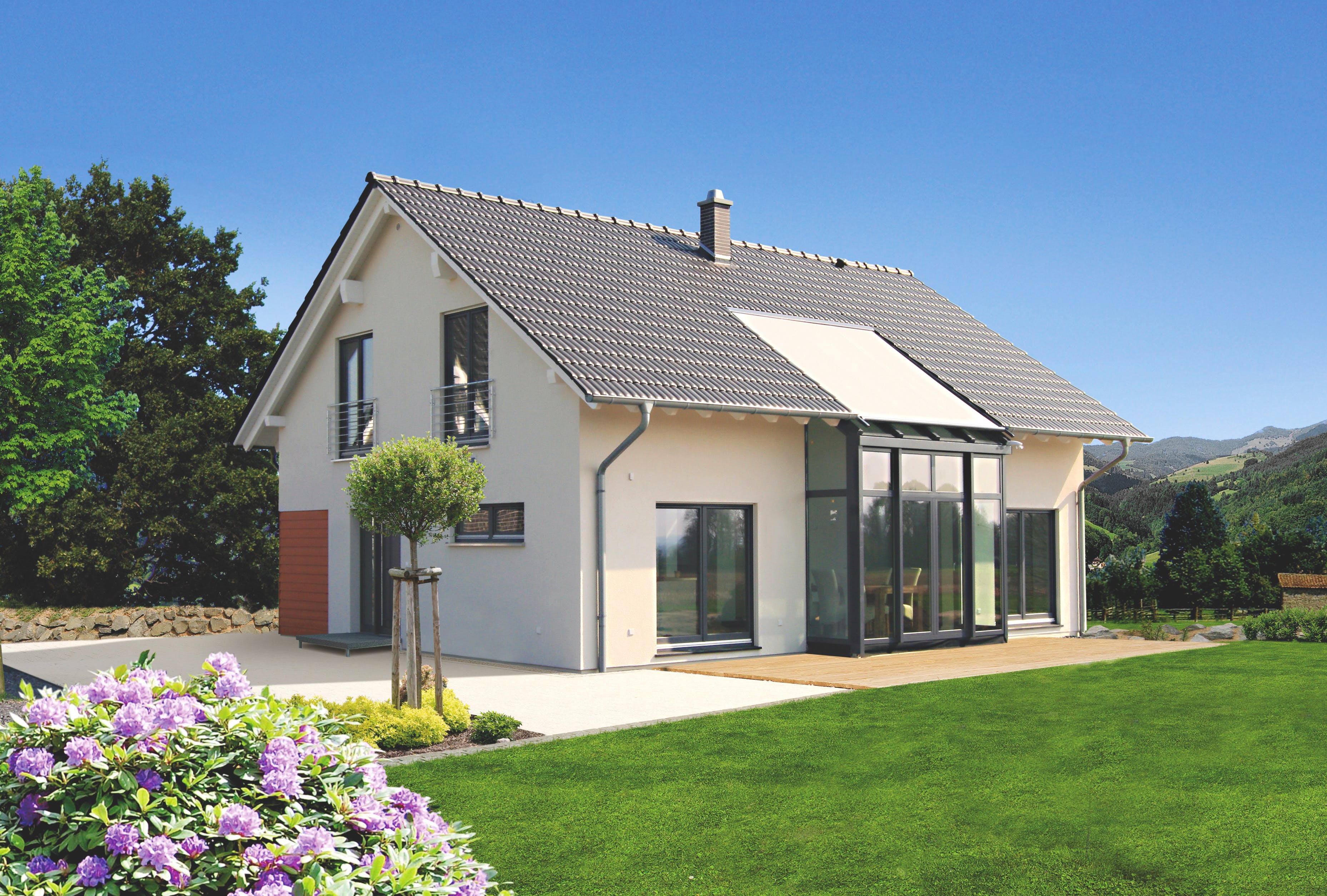 Fertighaus Elarie von Fingerhut Haus Schlüsselfertig ab 470303€, Satteldach-Klassiker Außenansicht 2