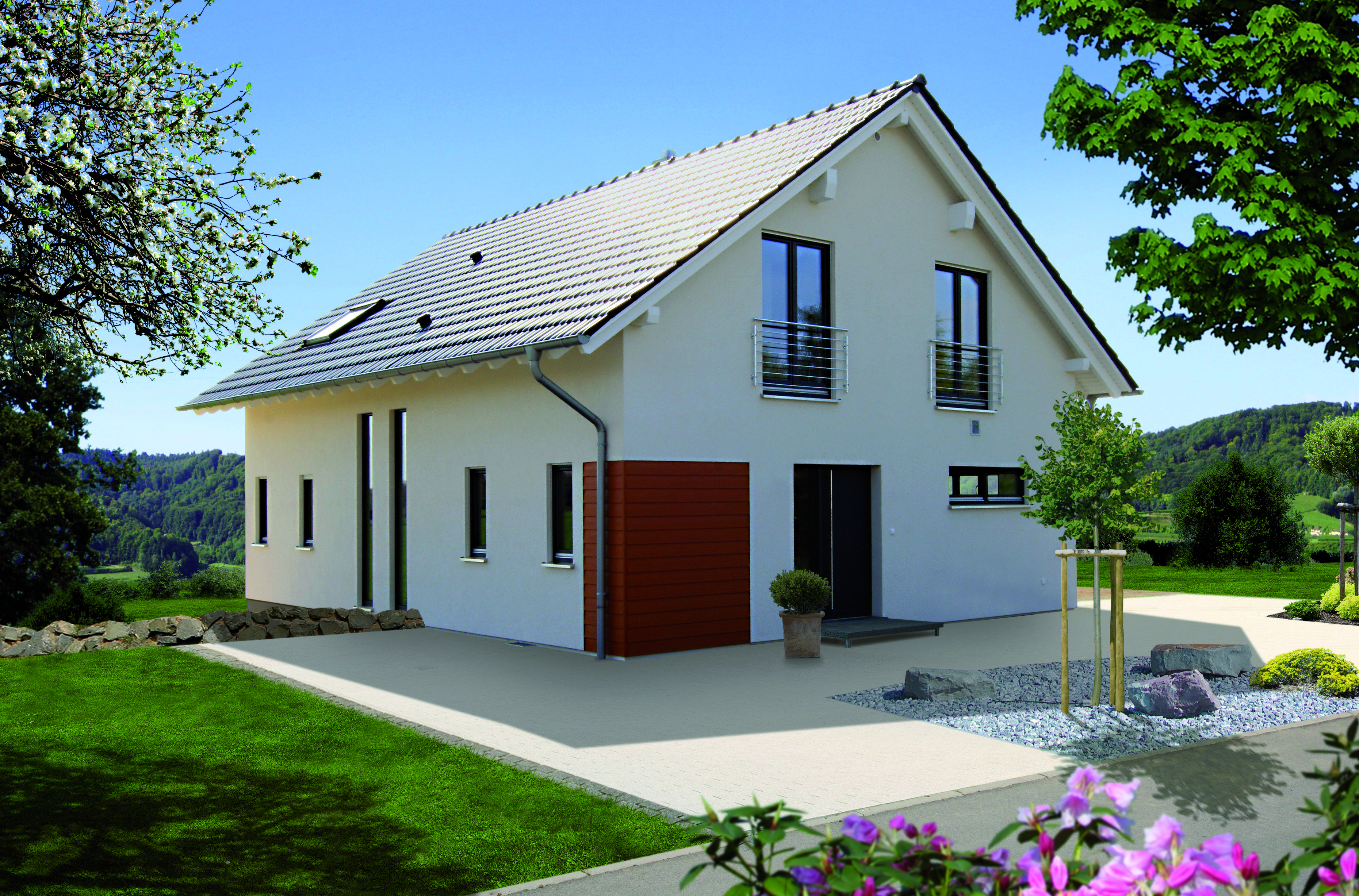 Fertighaus Elarie von Fingerhut Haus Schlüsselfertig ab 470303€, Satteldach-Klassiker Außenansicht 1