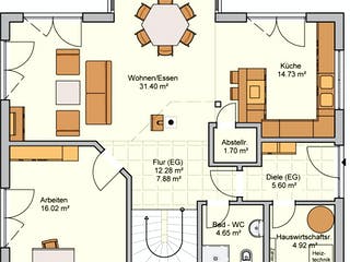 Fertighaus Elarie von Fingerhut Haus Schlüsselfertig ab 470303€, Satteldach-Klassiker Grundriss 1