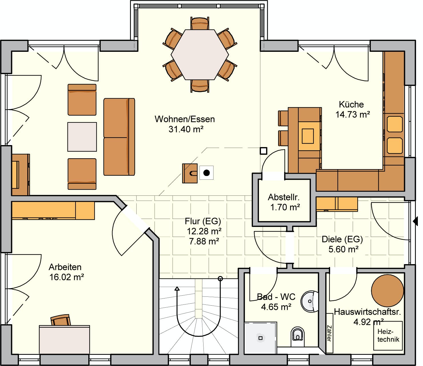 Fertighaus Elarie von Fingerhut Haus Schlüsselfertig ab 470303€, Satteldach-Klassiker Grundriss 1