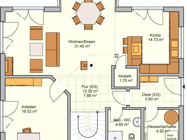 Fertighaus Elarie von Fingerhut Haus Schlüsselfertig ab 470303€, Satteldach-Klassiker Grundriss 1