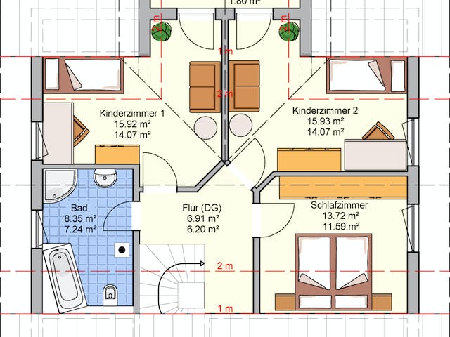 Fertighaus Neunkhausen von Fingerhut Haus Schlüsselfertig ab 445985€, Satteldach-Klassiker Grundriss 2