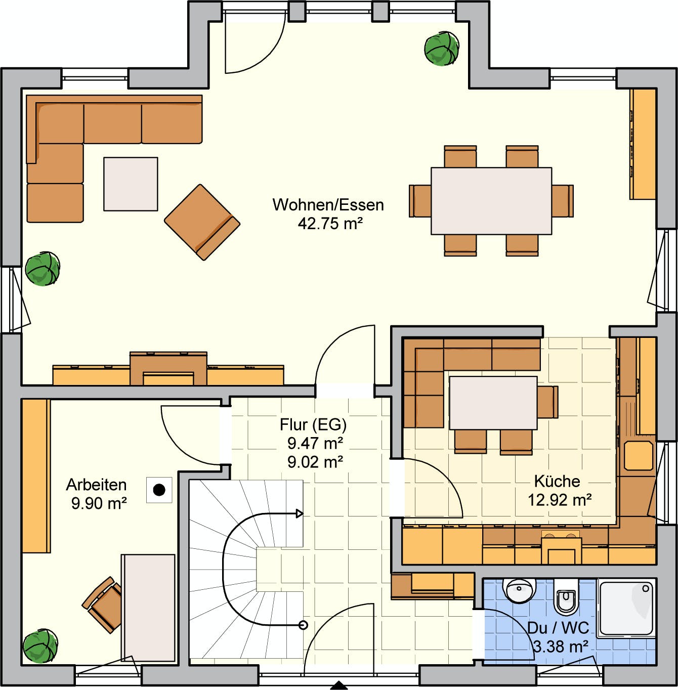 Fertighaus Neunkhausen von Fingerhut Haus Schlüsselfertig ab 445985€, Satteldach-Klassiker Grundriss 1