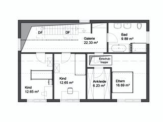 Fertighaus Korntal von Rems-Murr-Holzhaus Ausbauhaus ab 309330€, Satteldach-Klassiker Grundriss 2