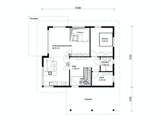 Blockhaus Schwalbenflug von Rems-Murr-Holzhaus Ausbauhaus ab 301811€, Satteldach-Klassiker Grundriss 1