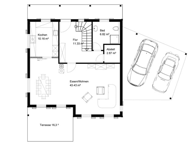 Blockhaus Urach von Rems-Murr-Holzhaus Schlüsselfertig ab 465000€, Satteldach-Klassiker Grundriss 1